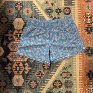 Women's Blue Patterned Athletic Shorts